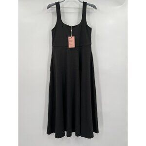 Quince Women’s Flowknit Breeze Fit & Flare Dress sz XS Black Midi Length NWT